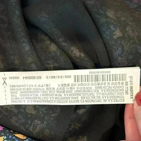 Zara Floral Long Sleeve V-Neck Mini Dress Women Sz S Shoulder Pads Feminine - Picture 10 of 11